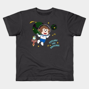 Space monkey or astronaut in a space suit with cartoon style. Kids T-Shirt